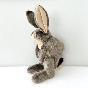 Folkmanis Jack Rabbit Hand Puppet Plush Large Brown 22” Realistic Movable Mouth